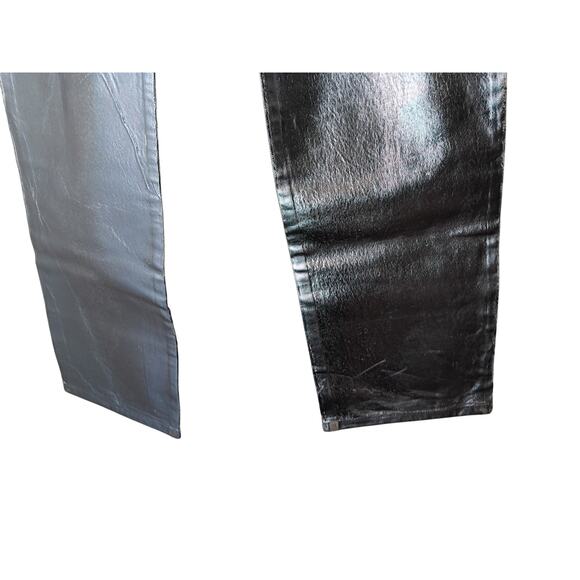 Zara Silver Metallic Pants The Boy Boy Fit Size 8 (EUR 40) Straight Leg Mid Rise - Picture 8 of 14